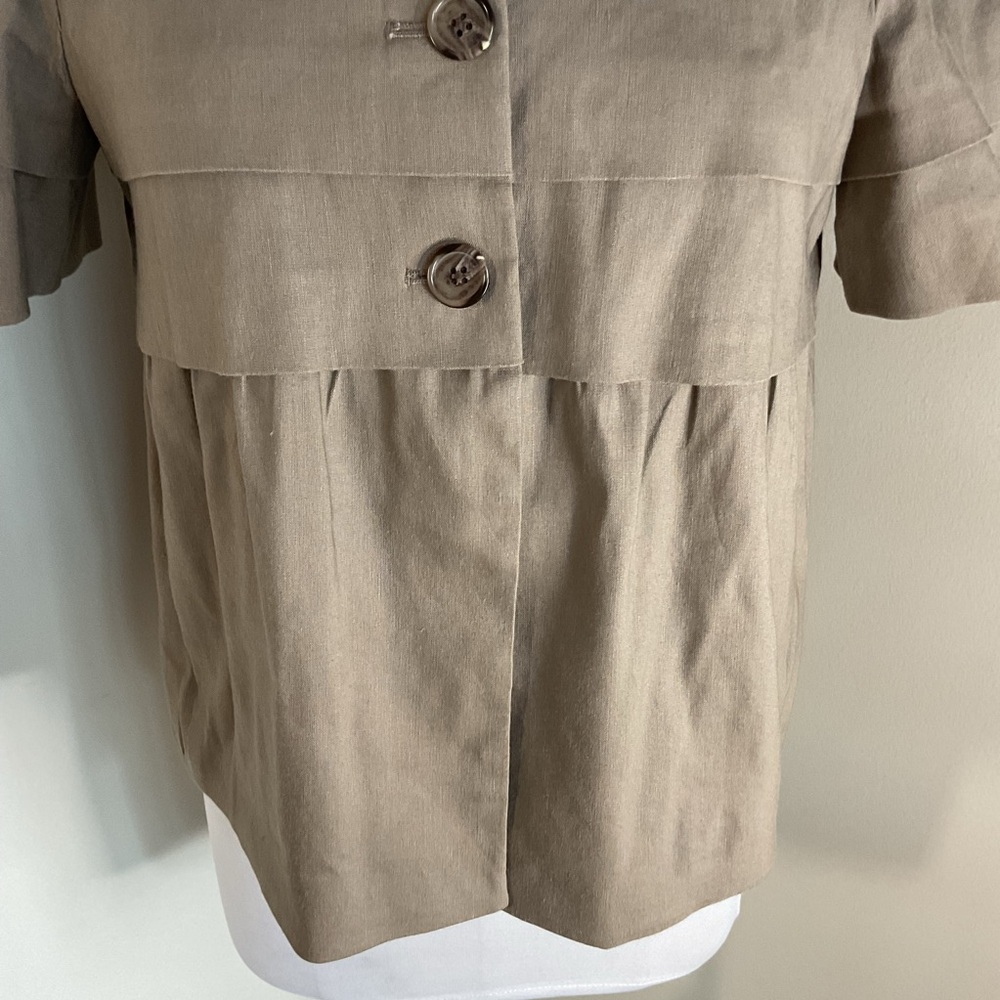 Banana Republic Tan Bolero Jacket Puff Sleeve Button Front Summer Layer - Picture 4 of 6